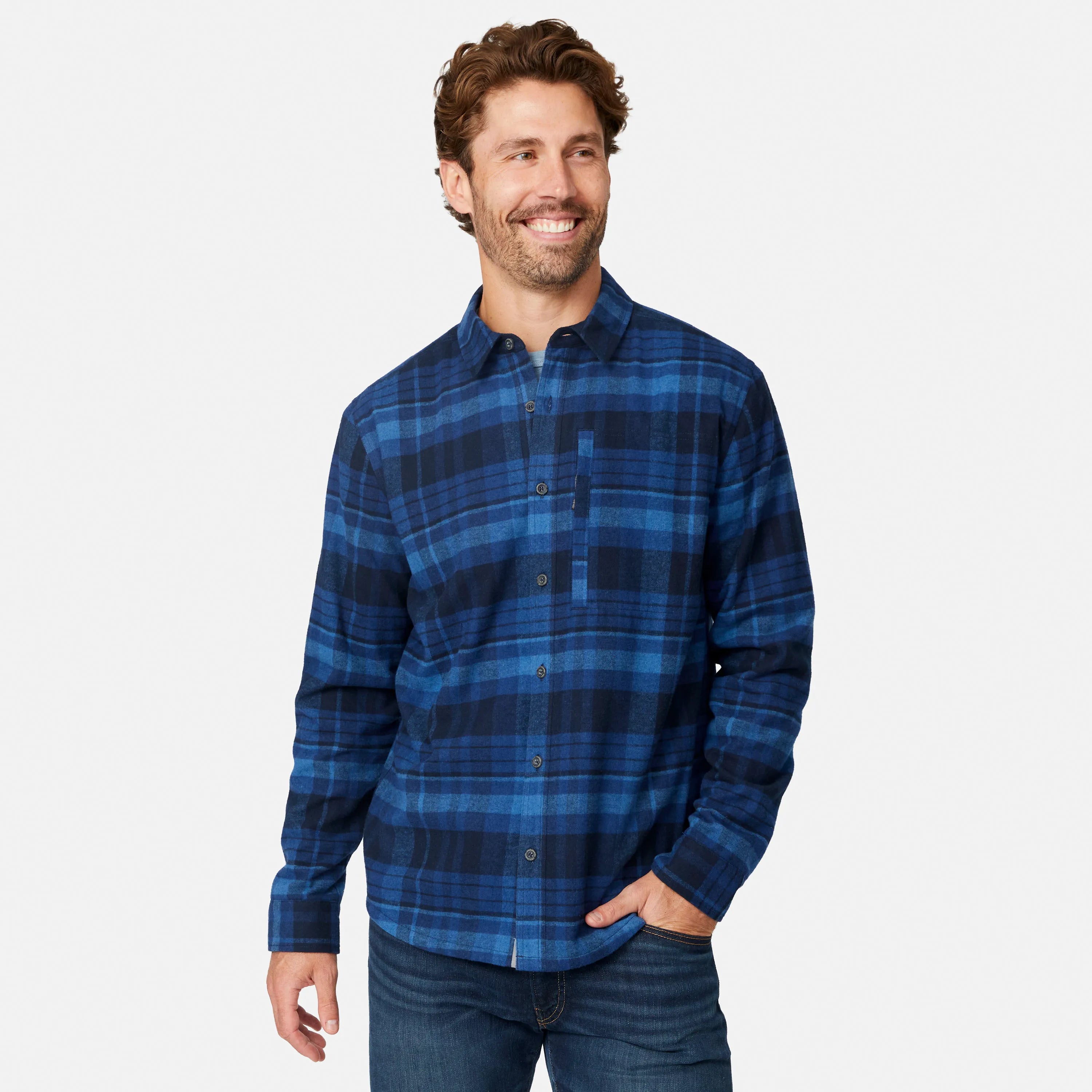 Navy Heather Plaid